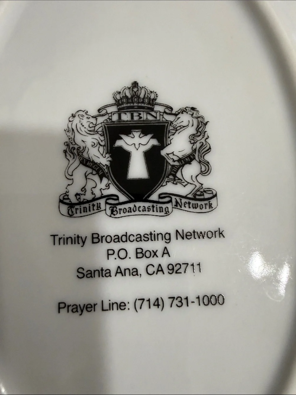 TBN TRINITY BROADCASING NETWORK LIMITED EDITION PLATE CHRISTMAS 2003 PRAYER LINE